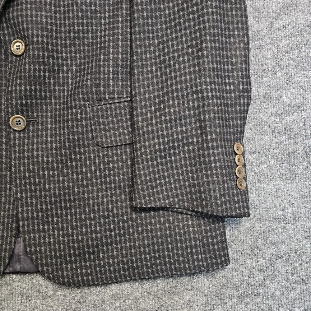 Luigi Bianchi Windowpane 100% Wool Check Plaid Blazer Sz EU 46S Made In Italy